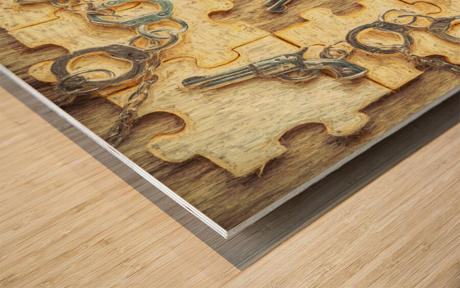 Piecing puzzles of a crime Wood print