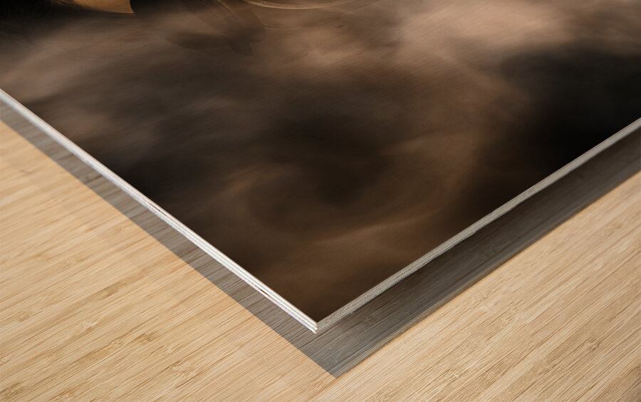 Steampunk welder smoking cigarette Wood print