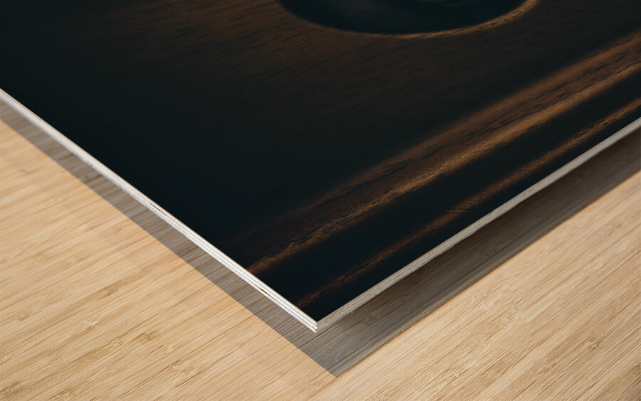 Eye looking through door keyhole Wood print