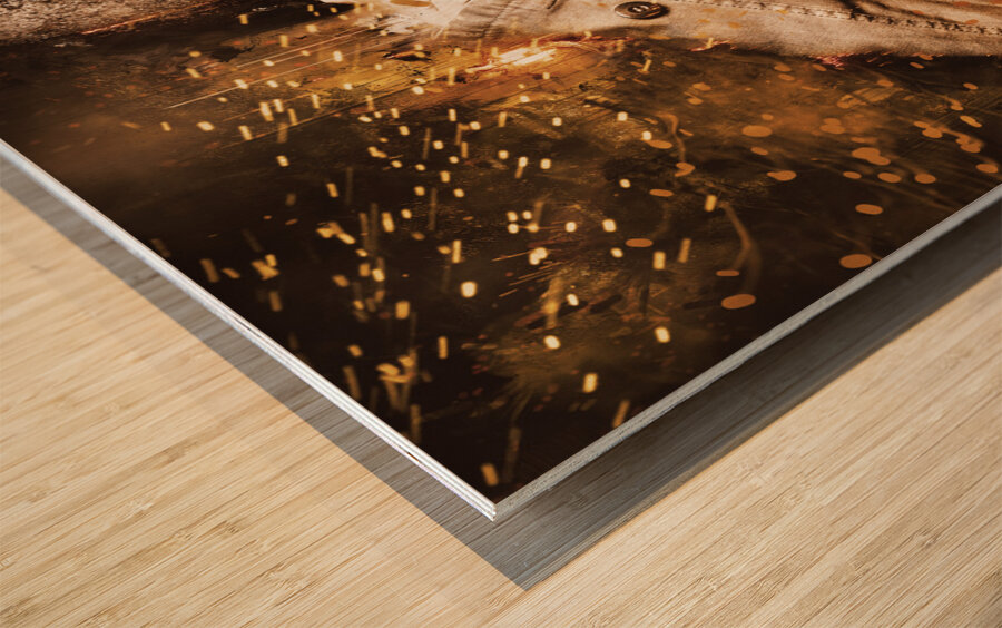 Tough pin up soldier Wood print