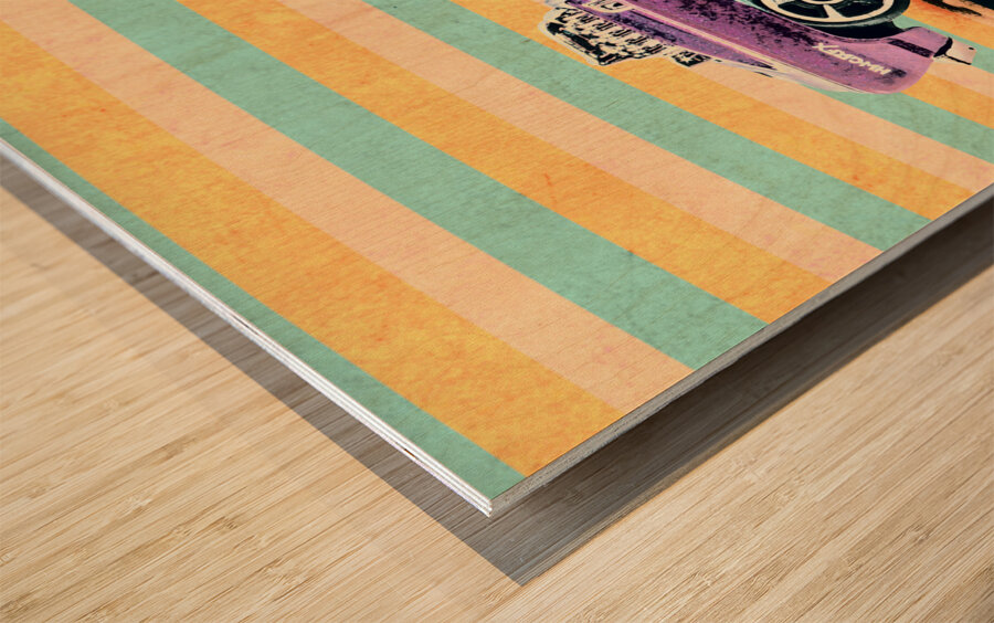 Comic Chevy Wood print