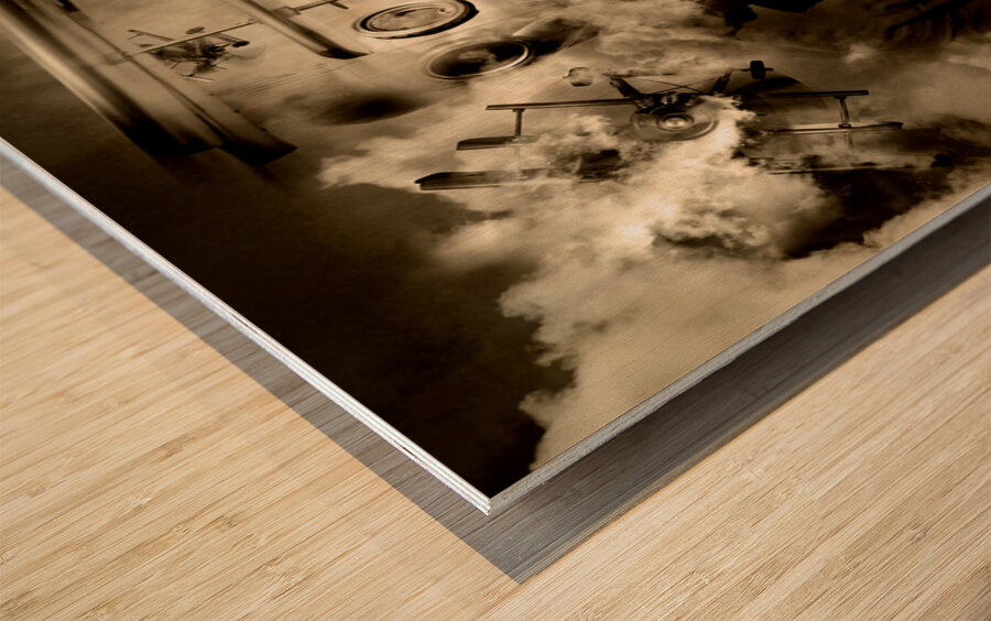 Dog Fights At Giant Heights Wood print