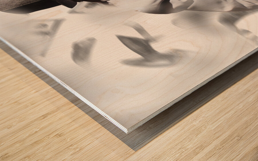 The running dollar collapse Wood print