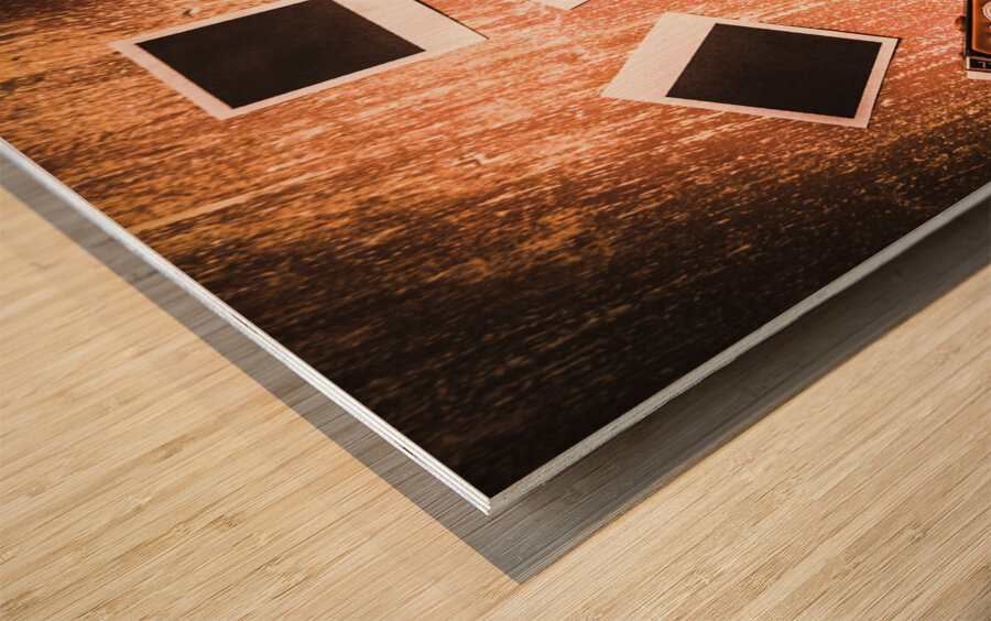 Abstract retro camera background Wood print