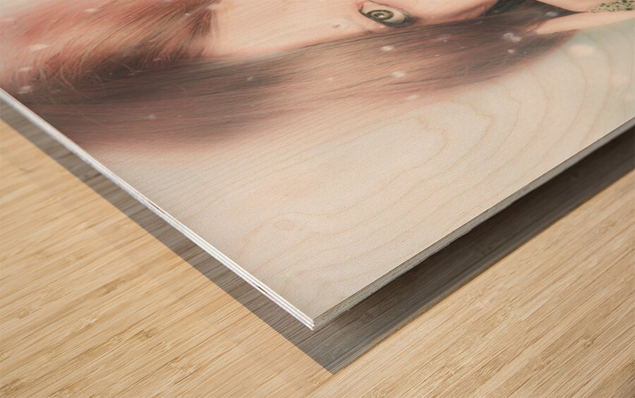 Beautiful enchanting snow princess woman Wood print