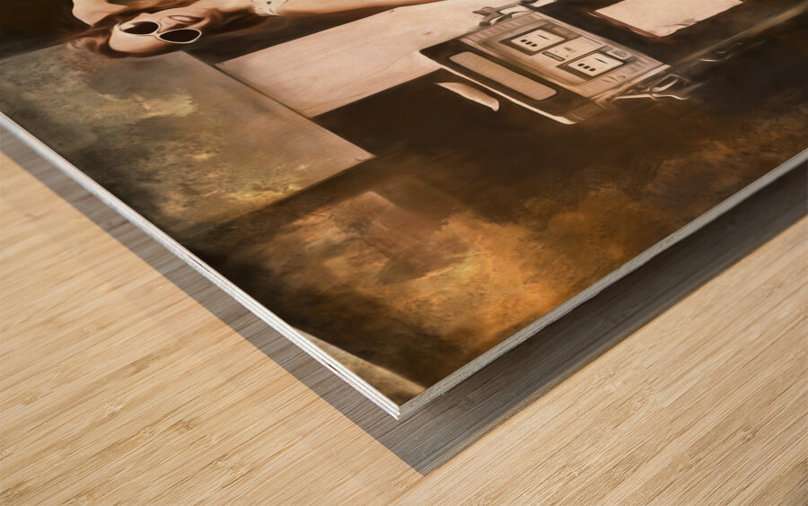 Gas and oil painting pinup  Wood print