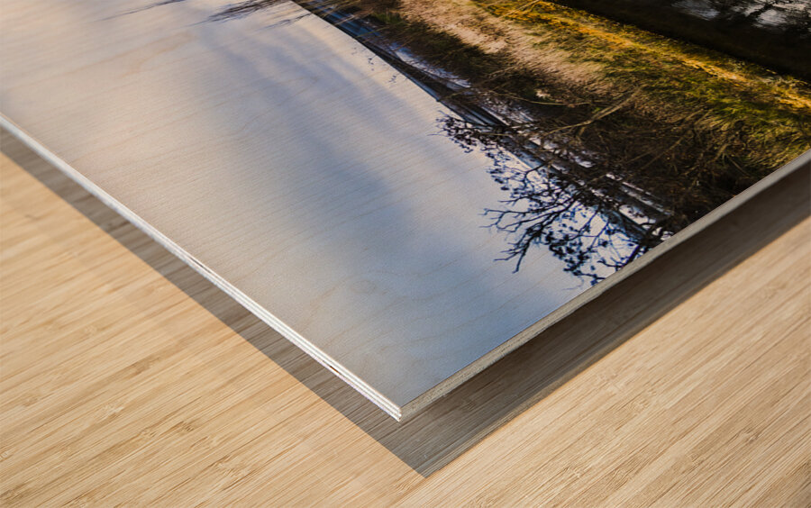 Tranquil wooden jetty Wood print