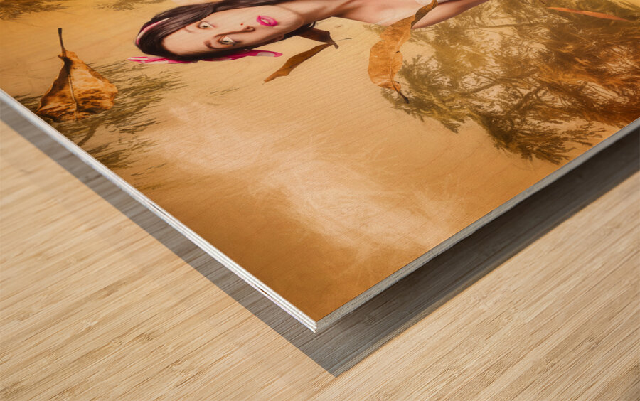 Fall fashion pinup Wood print