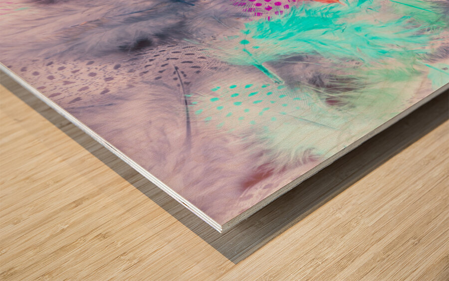 Pastel plumes Wood print
