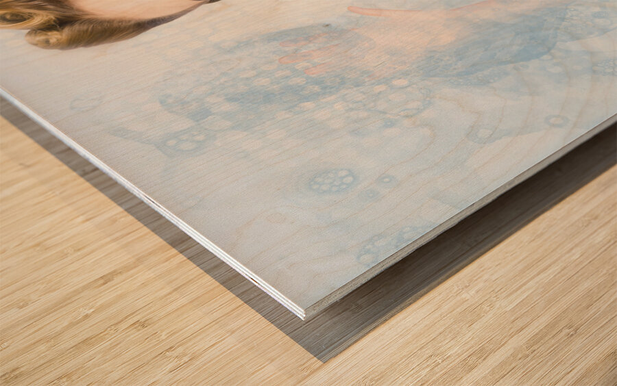 1960s house work pinup woman cleaning glass window Wood print