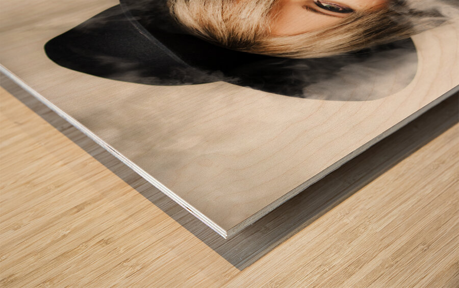 Classic vintage portrait of female film actor Wood print