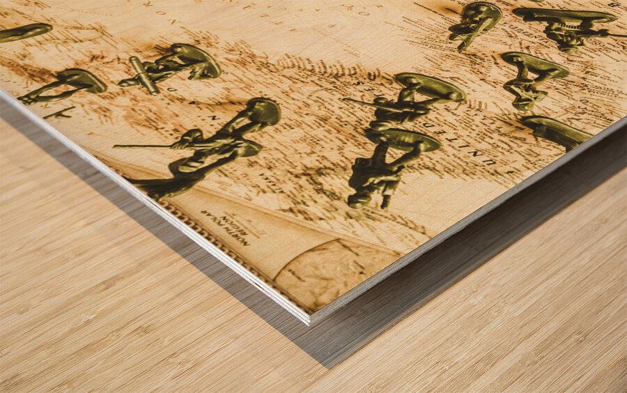 Staged world war Wood print