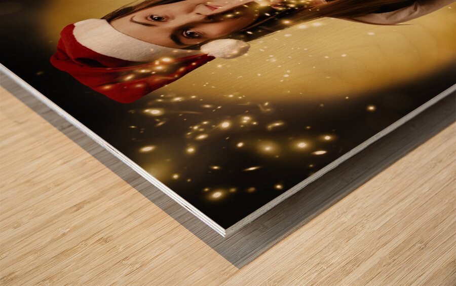 Silent night elf keeping night watch for santa  Wood print