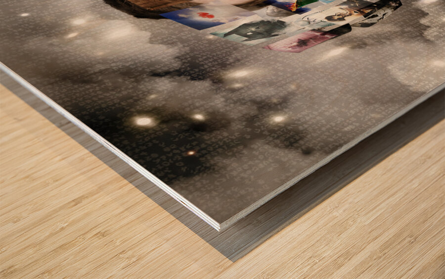 Man Streaming Media With Cloud Server Informatics Wood print