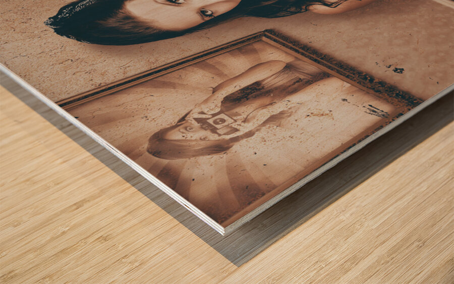 Vintage resort phone operator taking hotel booking Wood print