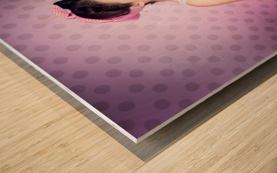 Ironing pinup housewife doing sixties housework Wood print