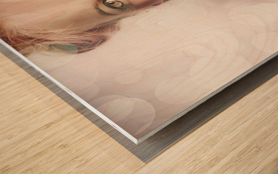 Female Beauty Salon Hairdresser Creating Hairstyle Wood print