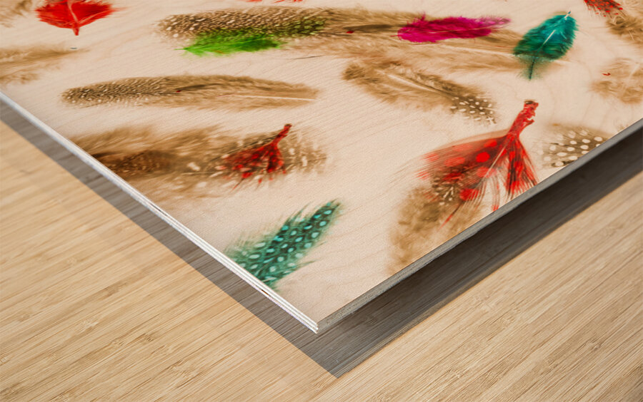 Floating in colourful abstract Wood print