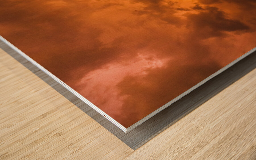 A stormy sunset Wood print