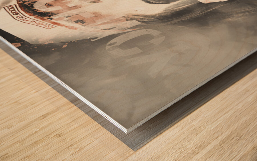 Crazy nurse of death looking at emergency sign Wood print