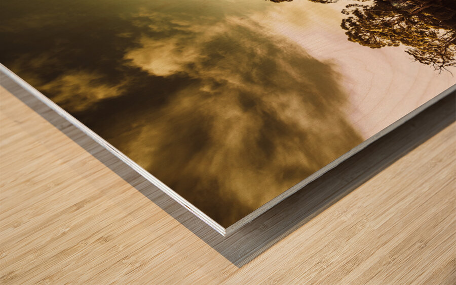 Huonville river reflections Wood print