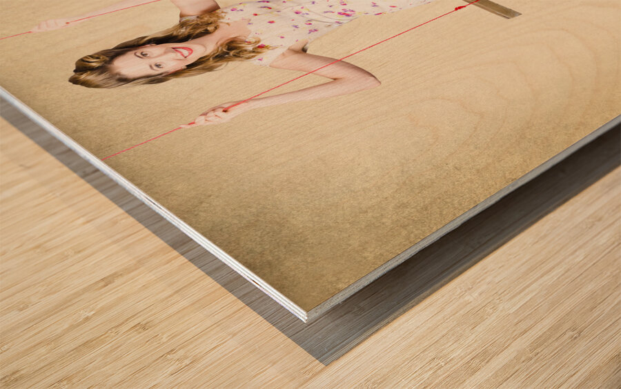 Pinup woman in retro makeup and 50s hair style Wood print