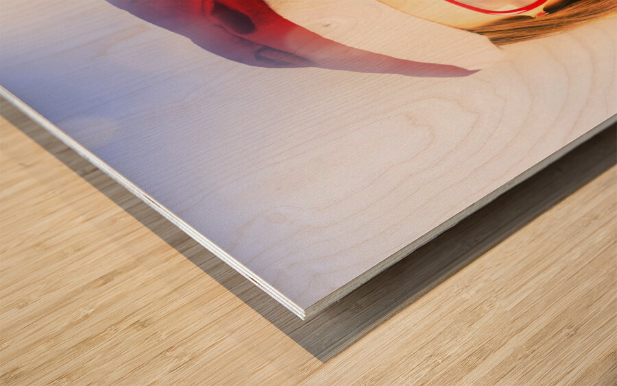 Santa hat woman celebrating Christmas in Australia Wood print