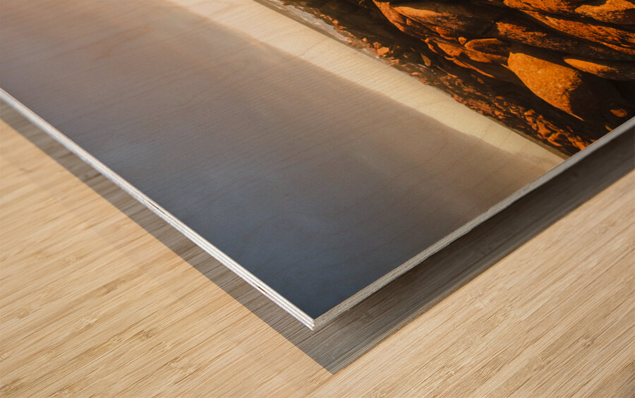 Golden sunset coast Wood print