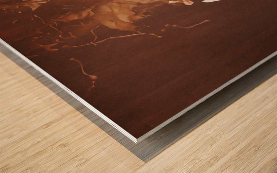 Happy Oktoberfest woman making a stein beer splash Wood print