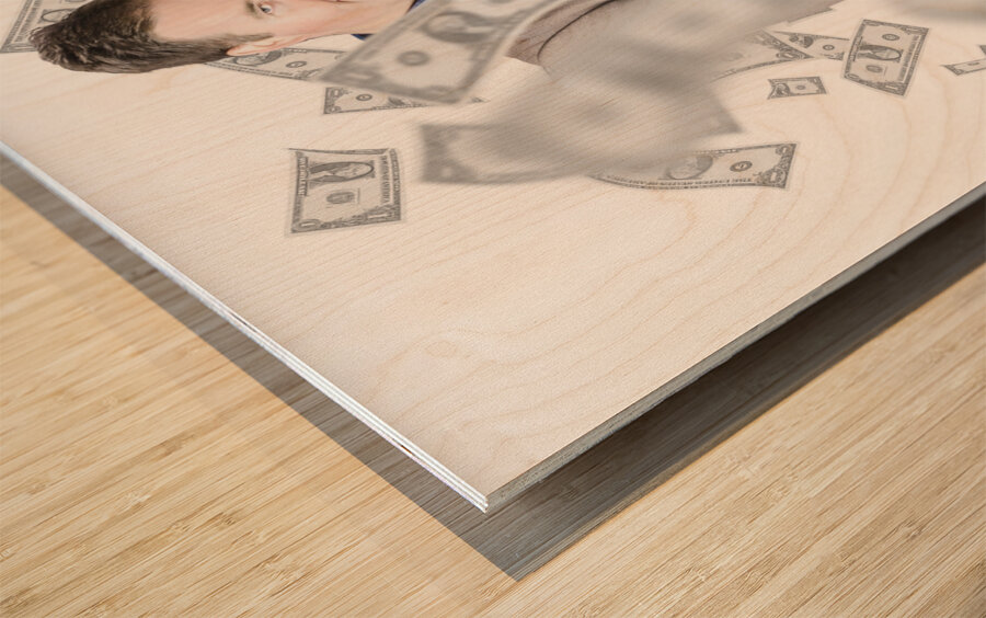 Businessman Holding Wallet Wood print