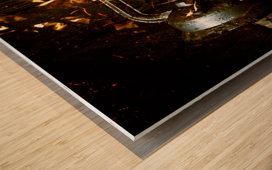 Fire in the hen house Wood print