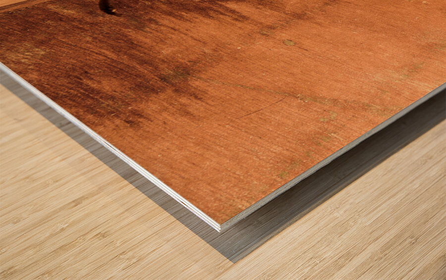 Yellow colored pears on wooden background Wood print