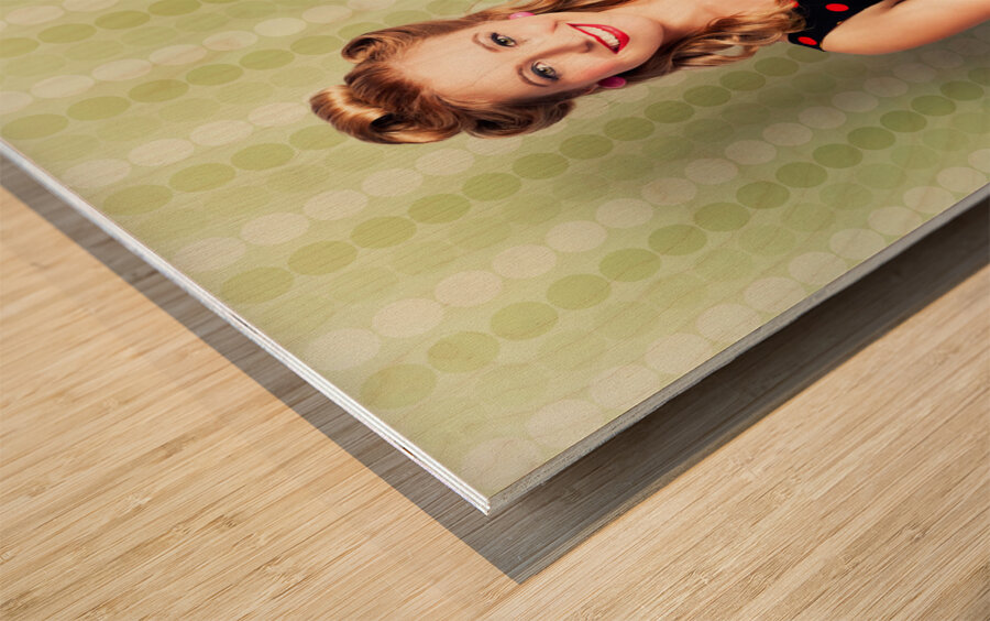 Fifties Classic Portrait Retro House Work Woman Wood print