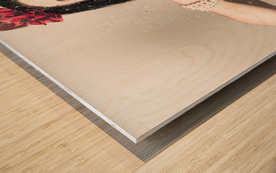 Retro pin up poster girl. Wash and clean service Wood print