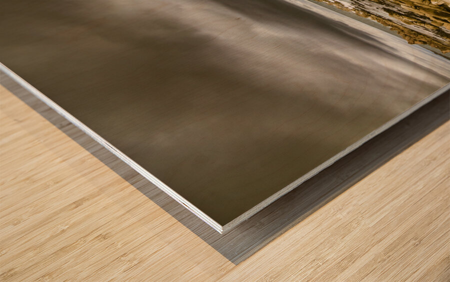 Dark skies on ocean shores Wood print