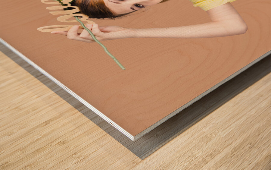 Woman holding message of love Wood print