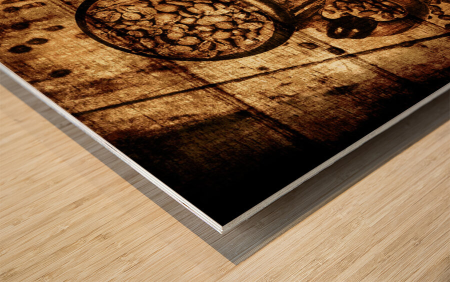 Vintage wooden coffee shop sign Wood print