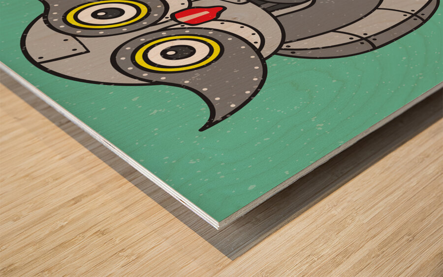 Mechanical owl artwork Wood print