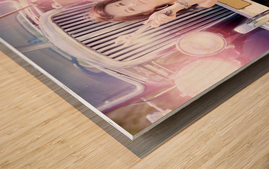 Mechanic Fixing Car Wood print