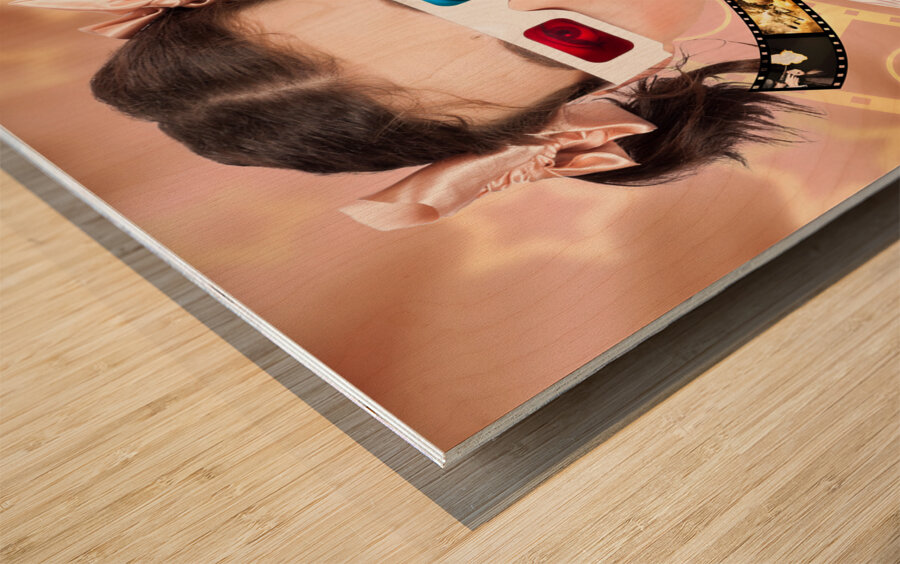 Funny Girl Watching 3D Movie At Cinema Wood print