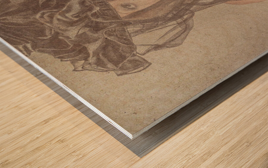 Young woman posing in opulent vintage fashion Wood print