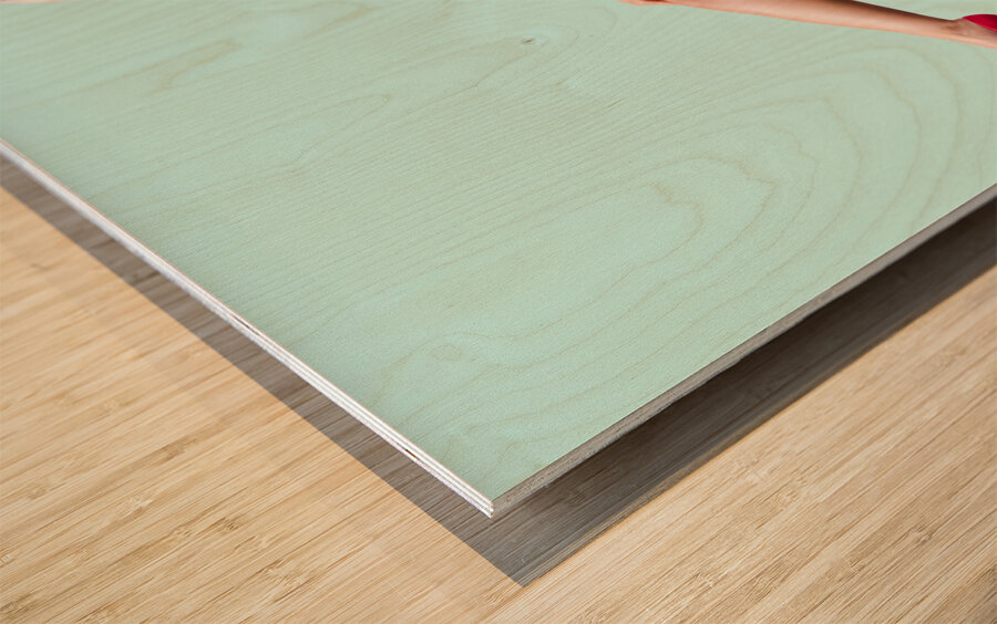 Pinup girl relaxing on a bar stool Wood print