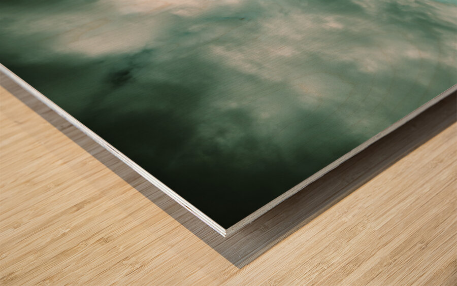 Empty beach bench Wood print