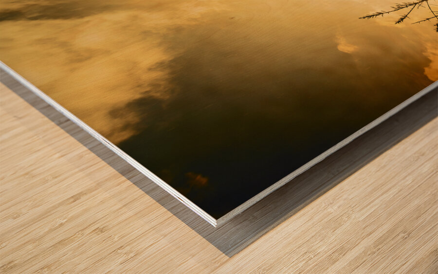 Country river crossing landscape Wood print