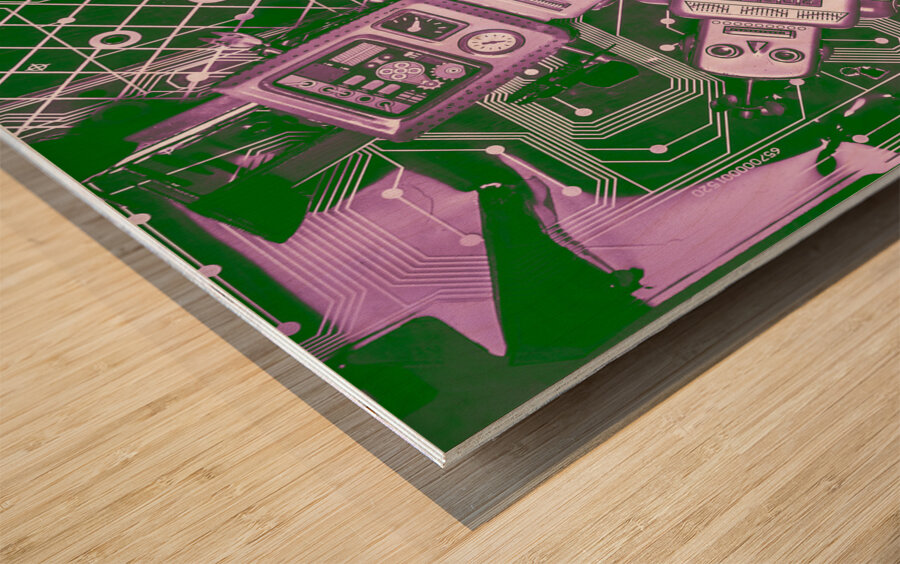 Tech borg centre Wood print