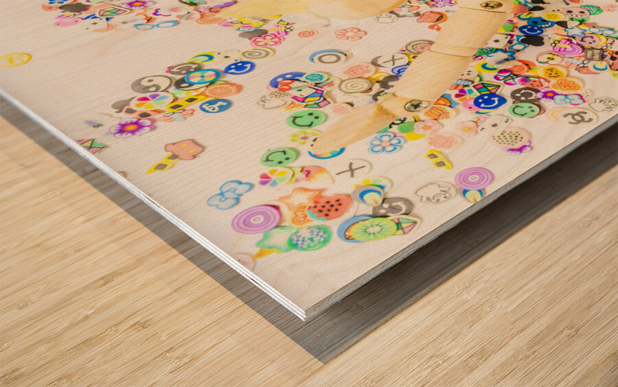 Sticker surf Wood print