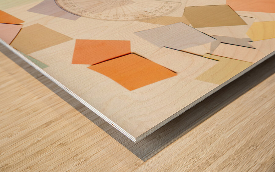 A colourful blueprint Wood print