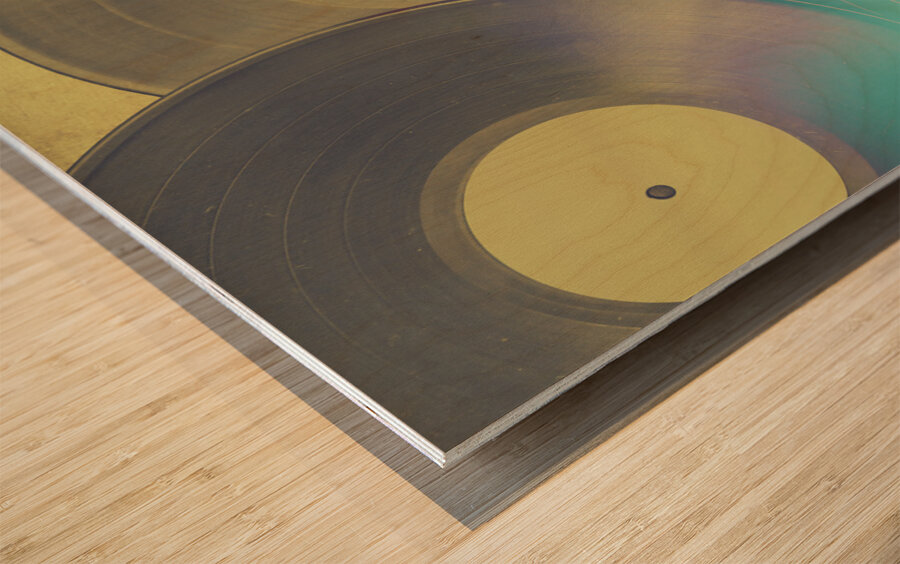 Vinyl recordings background Wood print