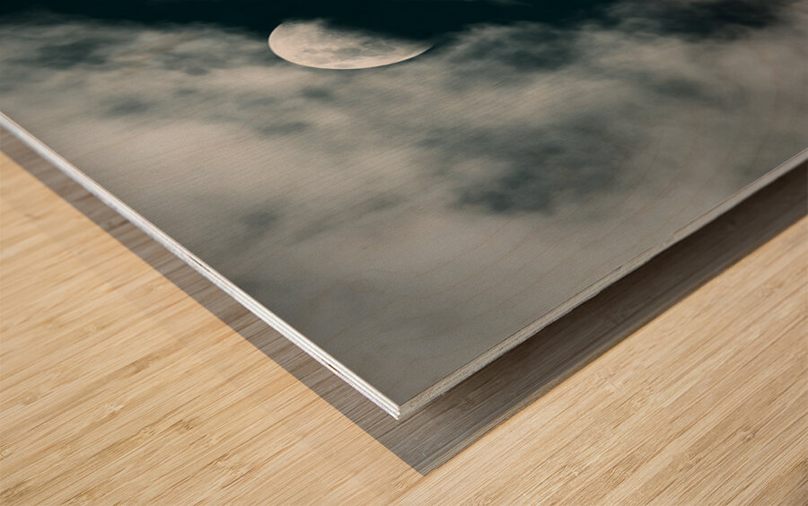 The Dark Atmospheric Lighthouse Wood print