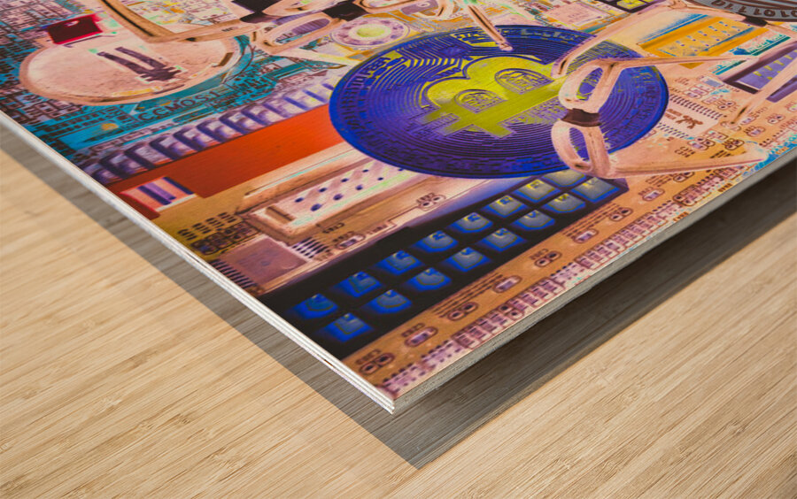 Cryptocurrency circuitry Wood print